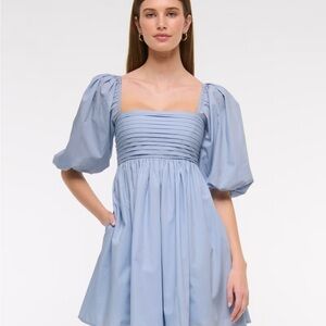 Abercrombie & Fitch Light Blue Puff Sleeve Mini Dress